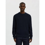 Selected 100% Cotton Crewneck Jumper In Sky Captain
