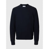 Selected 100% Cotton Crewneck Jumper In Sky Captain