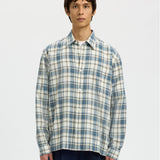 Selected Cotton Checked Shirt In Egret