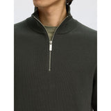 Selected Dane Knit Structure Half Zip Jumper In Deep Forest