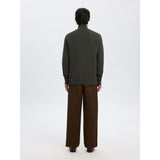 Selected Dane Knit Structure Half Zip Jumper In Deep Forest