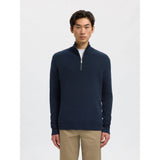 Selected Dane Knit Structure Half-Zip Jumper In Sky Captain