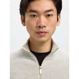 Selected Half-Zip Knit Jumper In Light Grey Melange