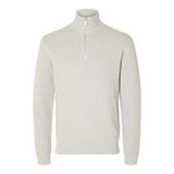 Selected Half-Zip Knit Jumper In Light Grey Melange