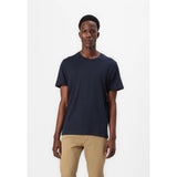 Selected Haspen O-Neck Tee In Navy Blazer