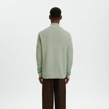 Selected Knitted Pullover Half Zip Pullover In Aqua Gray