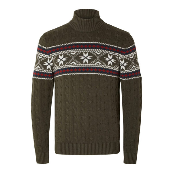 Selected Long Sleeve Christmas Jumper in Forest Green