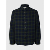 Selected Noah Brushed Regular Fit Shirt In Deep Forest/Dark Sapphire