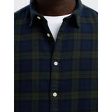 Selected Noah Brushed Regular Fit Shirt In Deep Forest/Dark Sapphire
