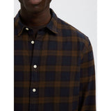 Selected Noah Brushed Regular Fit Shirt In Demitasse/Sky Captain