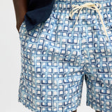 Selected Printed Swim Shorts In Dusty Blue