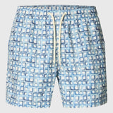 Selected Printed Swim Shorts In Dusty Blue