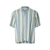 Selected Short Sleeve Linen Shirt Resort In Blue Mirage