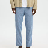 Selected Slim Tapered Linen Blend Trousers In Cashmere Blue