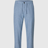 Selected Slim Tapered Linen Blend Trousers In Cashmere Blue