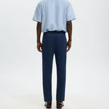 Selected Slim Tapered Linen Blend Trousers In Dark Sapphire