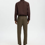 Selected Slim Tapered Linen Blend Trousers In Forest Night