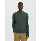 Selected Tray Brushed Merino Wool Pullover In Deep Forest