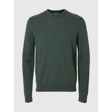 Selected Tray Brushed Merino Wool Pullover In Deep Forest