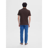 Selected Zipper Polo Shirt In Demitasse