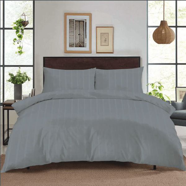 Simply Home Chevron Stripe Duvet Set Silver