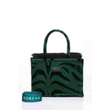 Sorena Animal Velvet Petrol Medium Tote Bag Green