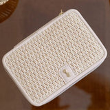 Stackers Luxury Travel Jewellery Box In Blush Raffia