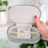 Stackers Oval Zipped Travel Jewellery Box In Pebble Grey