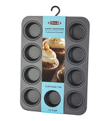 Stellar Hard Anodised 12 Cup Cupcake/Muffin Tin, Cup Size 7x2.5cm