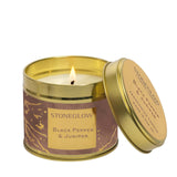 Stoneglow Luna Black Pepper & Juniper Scented Candle Tin