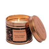 Stoneglow Luna Dark Amber & Vetiver Scented Candle Tin 135g