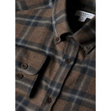 Sunspel Button Down Flannel Shirt In Bark Check
