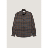 Sunspel Button Down Flannel Shirt In Bark Check