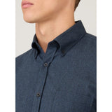 Sunspel Button Down Flannel Shirt In Selvedge Blue Melange