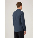 Sunspel Button Down Flannel Shirt In Selvedge Blue Melange