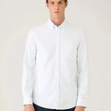 Sunspel Button Down Oxford Shirt In Light Blue/White