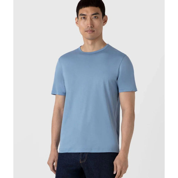 Sunspel Crew Neck T-Shirt In Como Blue