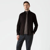Sunspel Fine Cord Shirt in Coffee