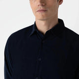 Sunspel Fine Cord Shirt in Navy