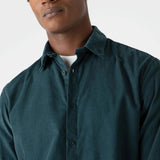 Sunspel Fine Cord Shirt in Peacock