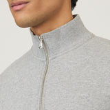 Sunspel Half Zip Loopback Sweatshirt In Grey Melange