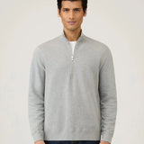 Sunspel Half Zip Loopback Sweatshirt In Grey Melange