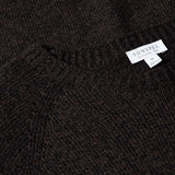 Sunspel Lambswool Crew Neck Jumper in Coffee Twist