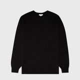 Sunspel Lambswool Crew Neck Jumper in Coffee Twist