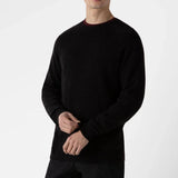 Sunspel Lambswool Crew Neck Jumper in Coffee Twist