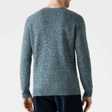 Sunspel Lambswool Crew Neck Jumper in Green Sage Twist