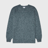 Sunspel Lambswool Crew Neck Jumper in Green Sage Twist