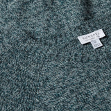 Sunspel Lambswool Crew Neck Jumper in Green Sage Twist