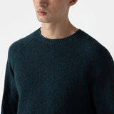 Sunspel Lambswool Crew Neck Jumper in Peacock
