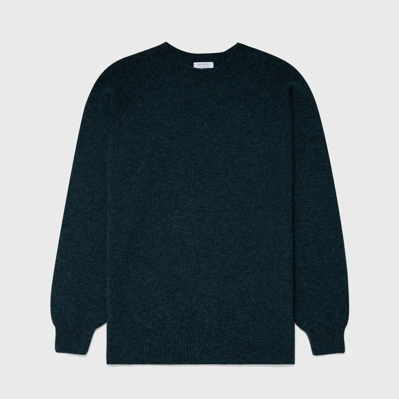 Sunspel Lambswool Crew Neck Jumper in Peacock